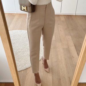 Zara High Waisted Trouser Pant Size Large - Beige/Tan